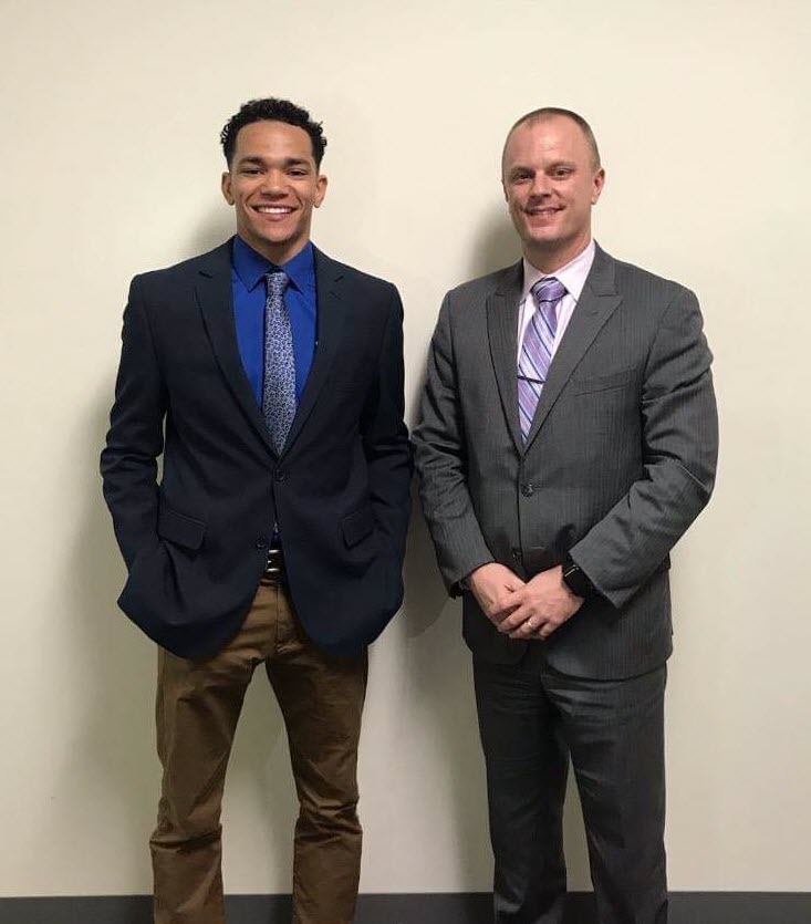 Member Cameron Calloway with DCBS Commissioner Clark at the Kentucky State Capitol